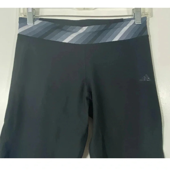 Adidas Climalite Black Leggings Women's Cropped Stretch Yoga Pants Mesh - Picture 2 of 6